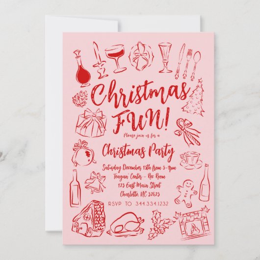 Hand Drawn Friendsmas Christmas Party Invitation 招待状 (正面)