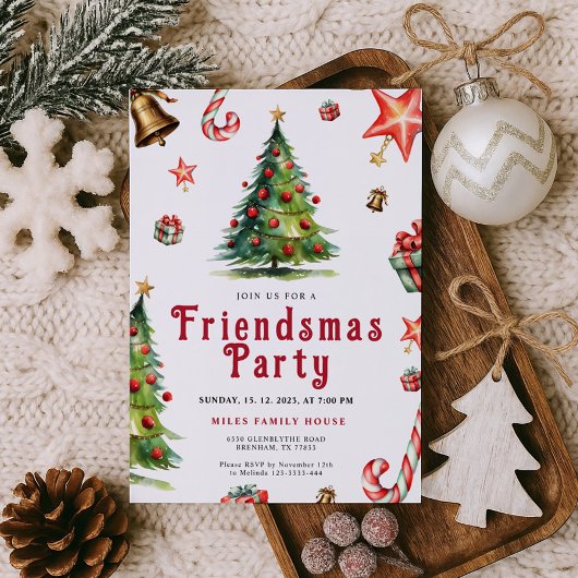Hand Drawn Friendsmas Party Invitation 招待状