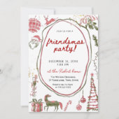 Hand drawn Friendsmas Whimsical Doodle Christmas  招待状 (正面)