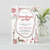 Hand drawn Friendsmas Whimsical Doodle Christmas  招待状 (スタンド正面)