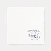 Hand drawn funky Custom Wedding Reception スタンダードカクテルナプキン (正面)
