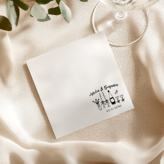 Hand drawn funky Custom Wedding Reception スタンダードカクテルナプキン