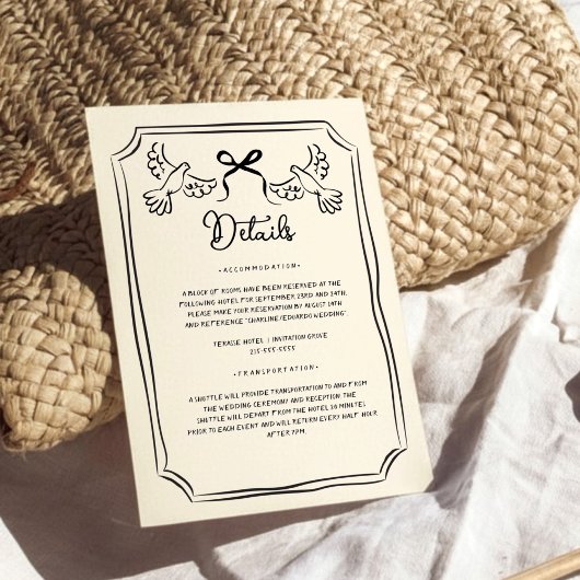 Hand drawn Funky Doodle Wedding Details 招待状