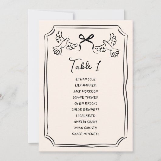 Hand drawn Funky Doodle Wedding Table Seating 招待状 (正面)