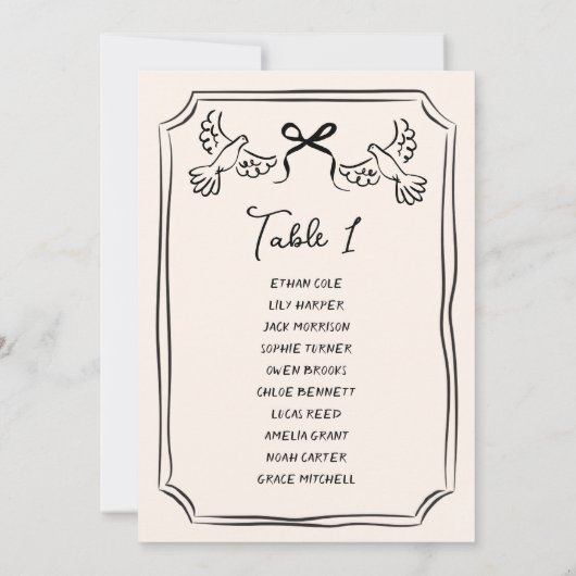 Hand drawn Funky Doodle Wedding Table Seating 招待状 (裏面)