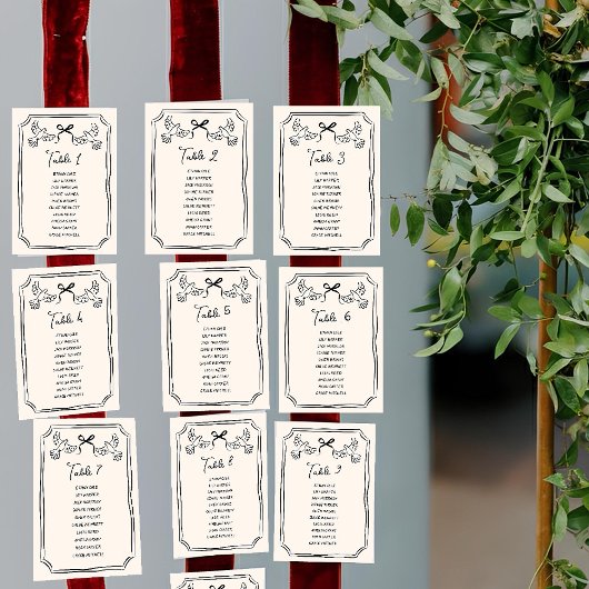 Hand drawn Funky Doodle Wedding Table Seating 招待状