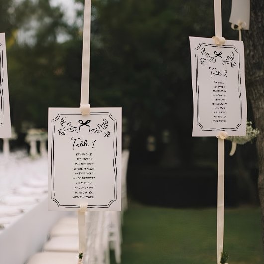 Hand drawn Funky Doodle Wedding Table Seating 招待状