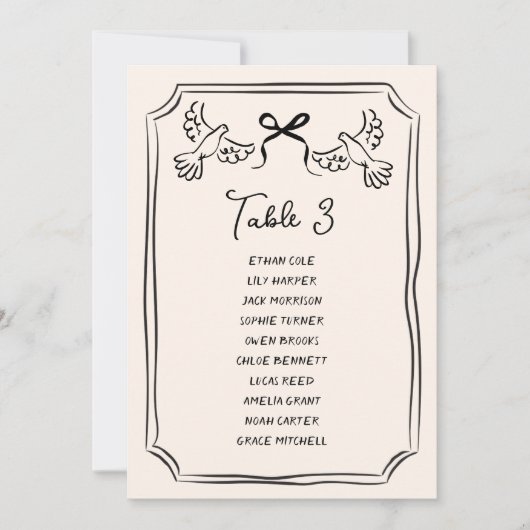 Hand drawn Funky Doodle Wedding Table Seating 招待状 (正面)