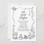 Hand Drawn Funky Whimsical Rehearsal Dinner 招待状 (正面)