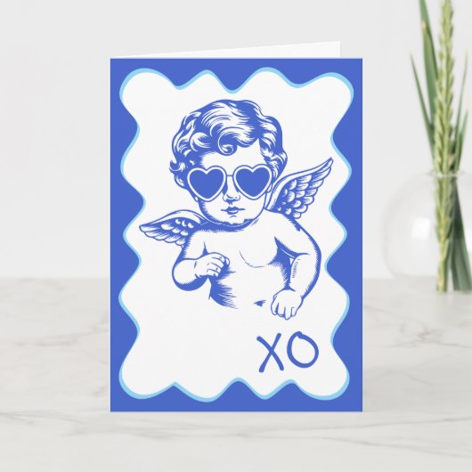 Hand Drawn Funny Romantic Cupid XO Valentines Day シーズンカード (正面)