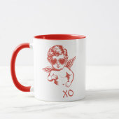 Hand Drawn Funny Romantic Cupid XO Valentines Day マグカップ (左)