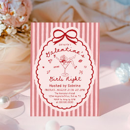 Hand Drawn Galentines Girls Night Party Invitation 招待状