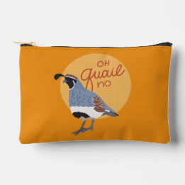 Hand-Drawn Gambel's Quail "Oh Quail No"  アクセサリーポーチ