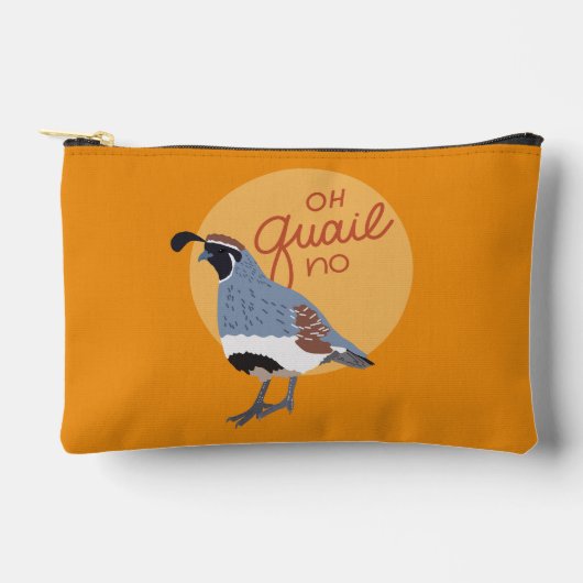 Hand-Drawn Gambel's Quail "Oh Quail No"  アクセサリーポーチ (正面)