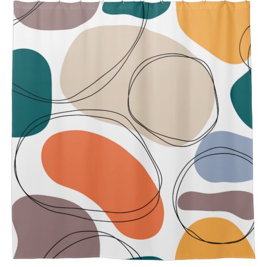Hand drawn geometric seamless modern abstract mult シャワーカーテン (正面)