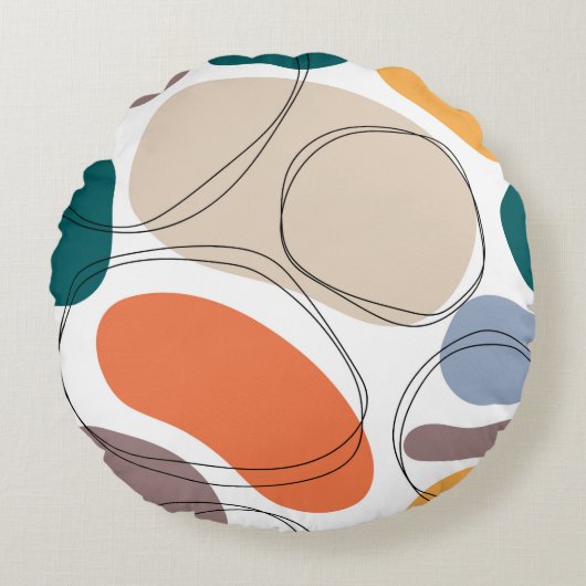 Hand drawn geometric seamless modern abstract mult ラウンドクッション (正面)