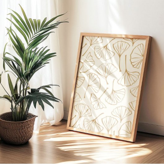 Hand Drawn Ginkgo Japanese Boho Japandi Botanical ポスター