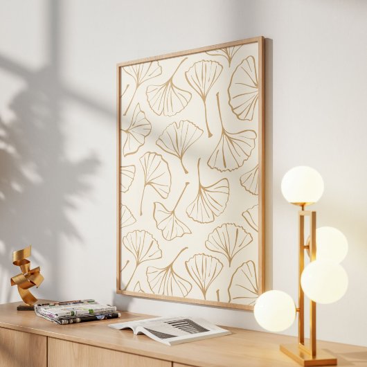 Hand Drawn Ginkgo Japanese Boho Japandi Botanical ポスター