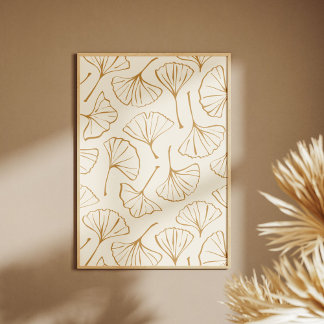 Hand Drawn Ginkgo Japanese Boho Japandi Botanical ポスター