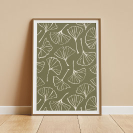Hand Drawn Ginkgo Japanese Green Japandi Botanical ポスター