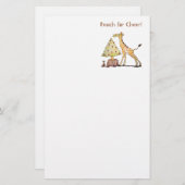 Hand-Drawn Giraffe Christmas Tree Art 便箋 (正面/裏面)