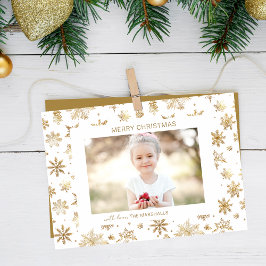 Hand Drawn Gold Snowflake Christmas Photo シーズンカード