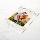 Hand Drawn Gold & White Floral Merry Christmas 箔シーズンカード