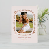 Hand Drawn Grad Announcement Foil Card with Photo  箔招待状 (立ち正面)