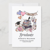 Hand Drawn Graduate Books Graduate Celebration 招待状 (正面)