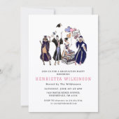 Hand Drawn Graduate Books Graduate Celebration 招待状 (裏面)