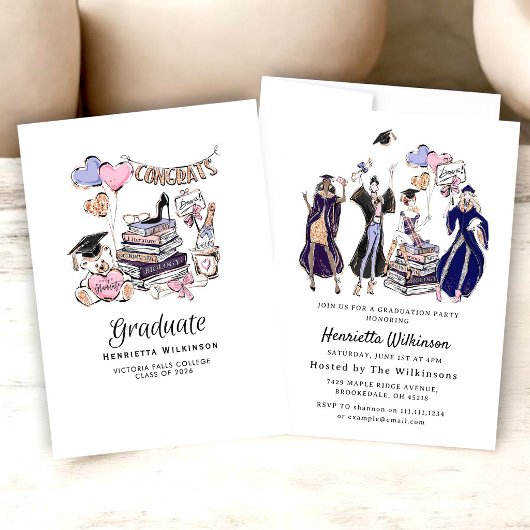 Hand Drawn Graduate class of 2026 Celebration 招待状