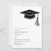 Hand Drawn Graduation Cap Modern Grad Party 招待状 (正面)
