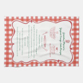 Hand Drawn Grandmas Recipe Red Gingham キッチンタオル (横)