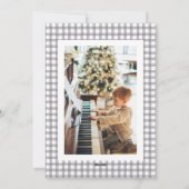 Hand Drawn Gray Gingham Family Christmas Photo シーズンカード (裏面)