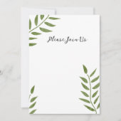 Hand-drawn green artistic leaf branch 招待状 (正面)