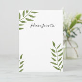 Hand-drawn green artistic leaf branch 招待状 (スタンド正面)