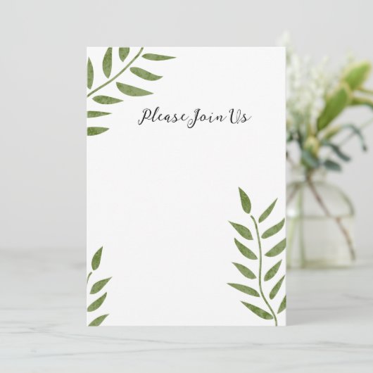 Hand-drawn green artistic leaf branch 招待状 (スタンド正面)