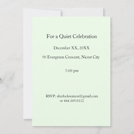 Hand-drawn green artistic leaf branch 招待状 (裏面)