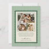 Hand Drawn Green Bow Retro Plaid Christmas Photo シーズンカード (裏面)
