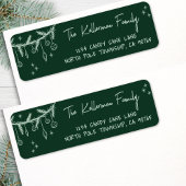 Hand Drawn Green Christmas Return Address ラベル