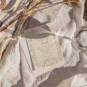 Hand Drawn Green Pink Bow Floral QR Code Wedding 招待状