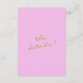 Hand Drawn Green Pink Romantic Wedding Details エンクロージャーカード (裏面)