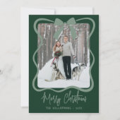 Hand Drawn Green Whimsical Merry Christmas シーズンカード (正面)