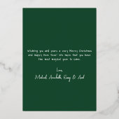 Hand Drawn Green Whimsical Merry Christmas 箔シーズンカード (裏面)