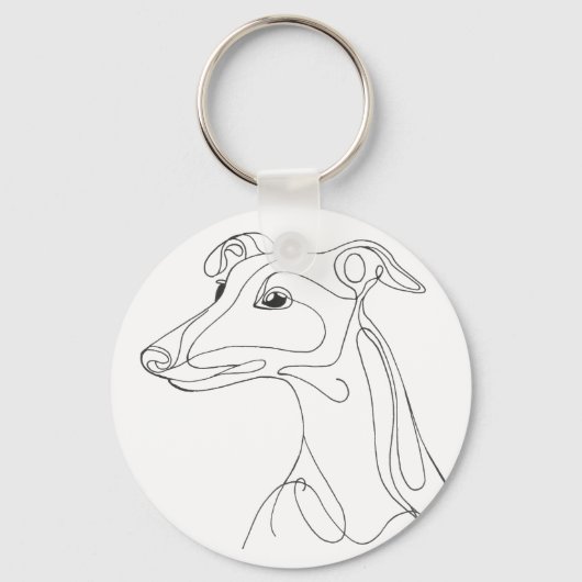 Hand Drawn Greyhound Line Art - Minimalist Design キーホルダー (正面)