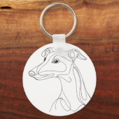 Hand Drawn Greyhound Line Art - Minimalist Design キーホルダー (正面)