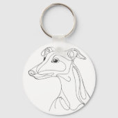 Hand Drawn Greyhound Line Art - Minimalist Design キーホルダー (裏面)