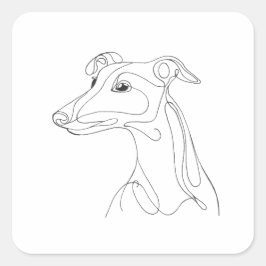 Hand Drawn Greyhound Line Art - Minimalist Design スクエアシール