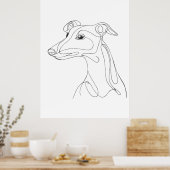 Hand Drawn Greyhound Line Art - Minimalist Design ポスター (キッチン)