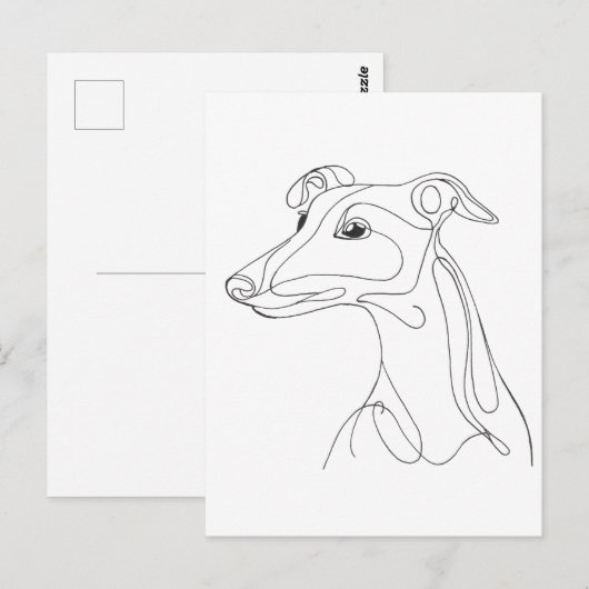Hand Drawn Greyhound Line Art - Minimalist Design ポストカード (正面/裏面)